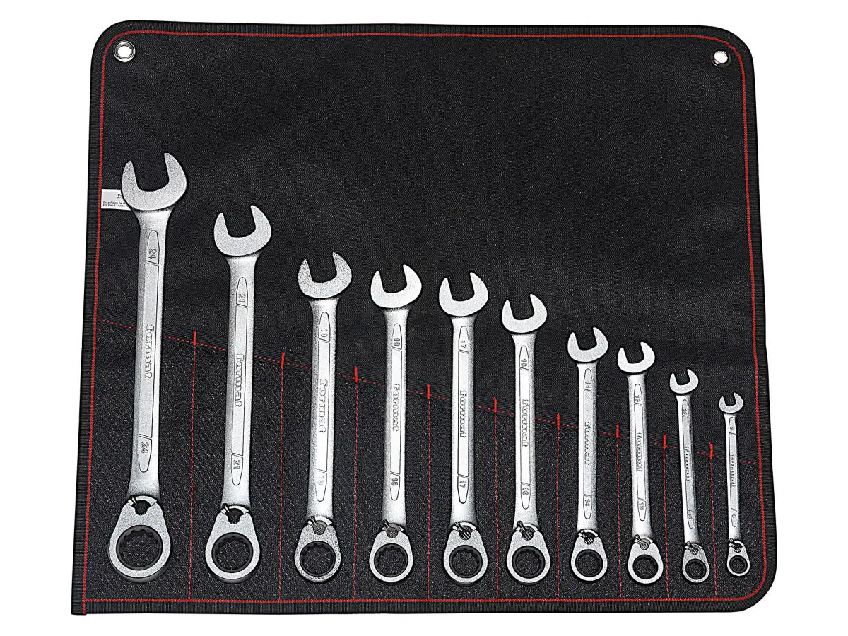 Combination Spanner Set With Ring Ratchet , Reversible, 10 Pcs